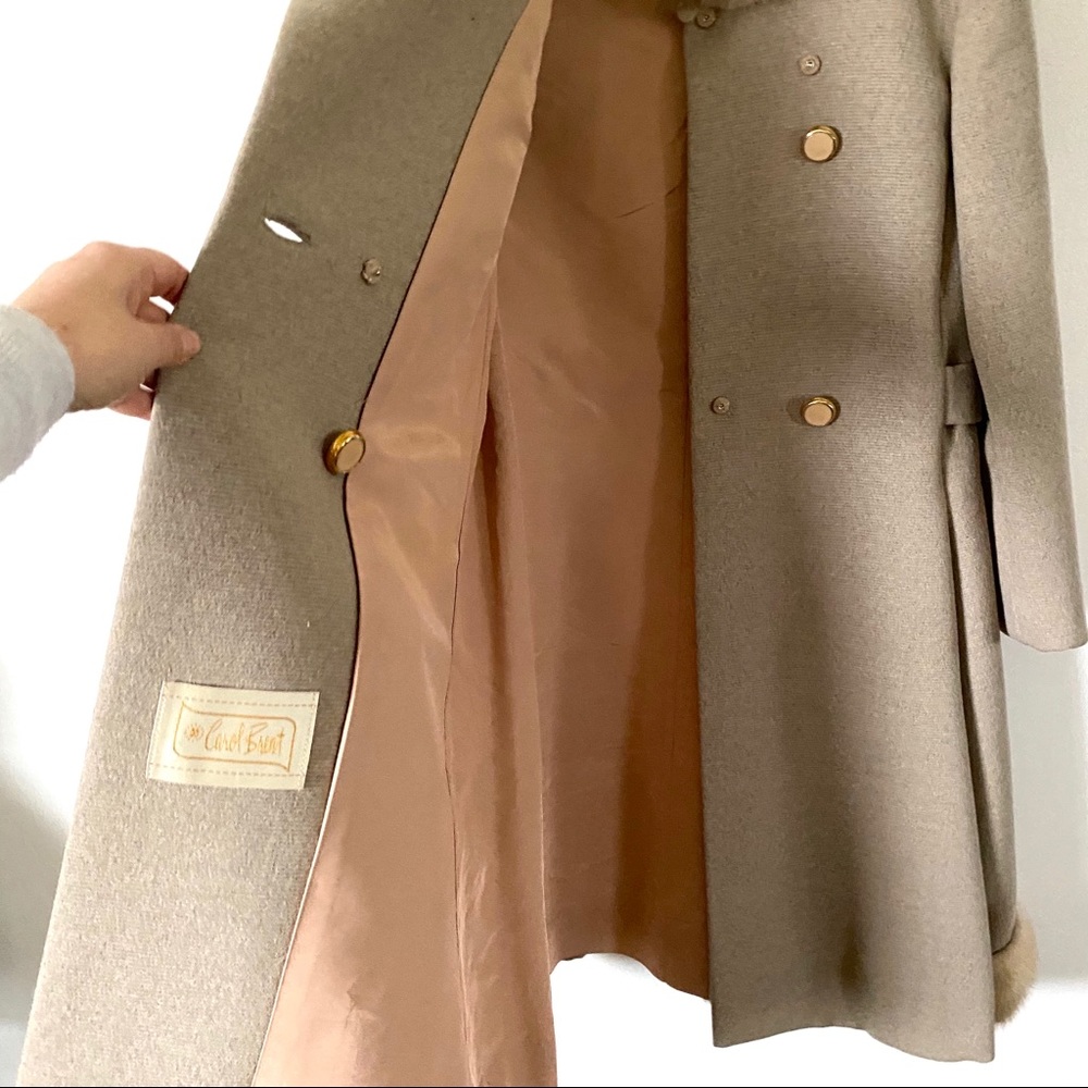 Vintage Blonde Mink & Wool Overcoat Beige Coat - Picture 10 of 15